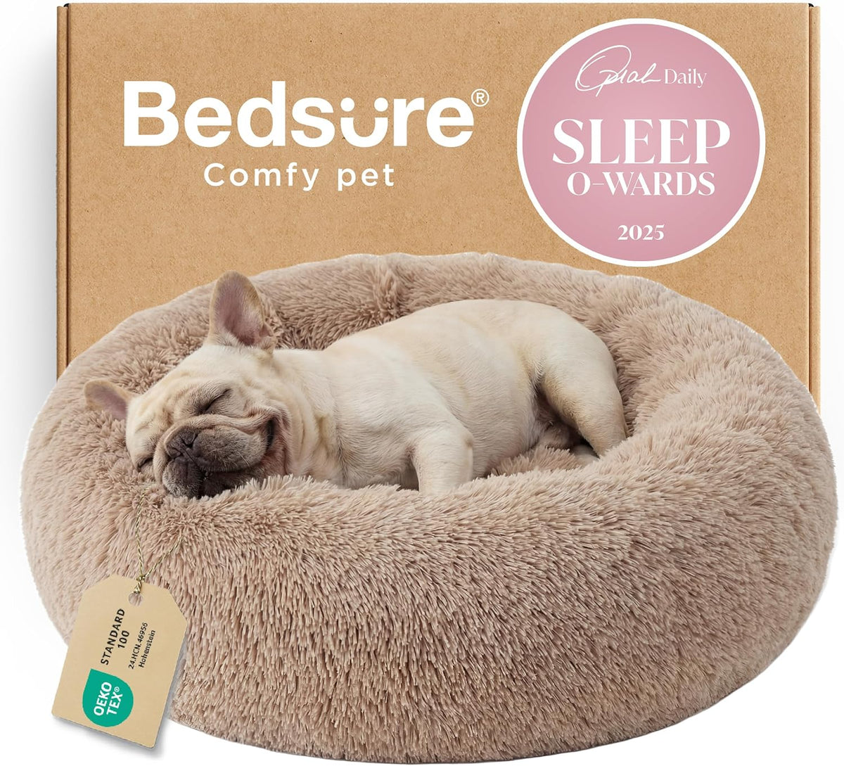 Bedsure Calming Dog Bed Medium Size Dog Donut Washable Pet Bed,30ins Camel https://link.amazon/B02sYGTOD